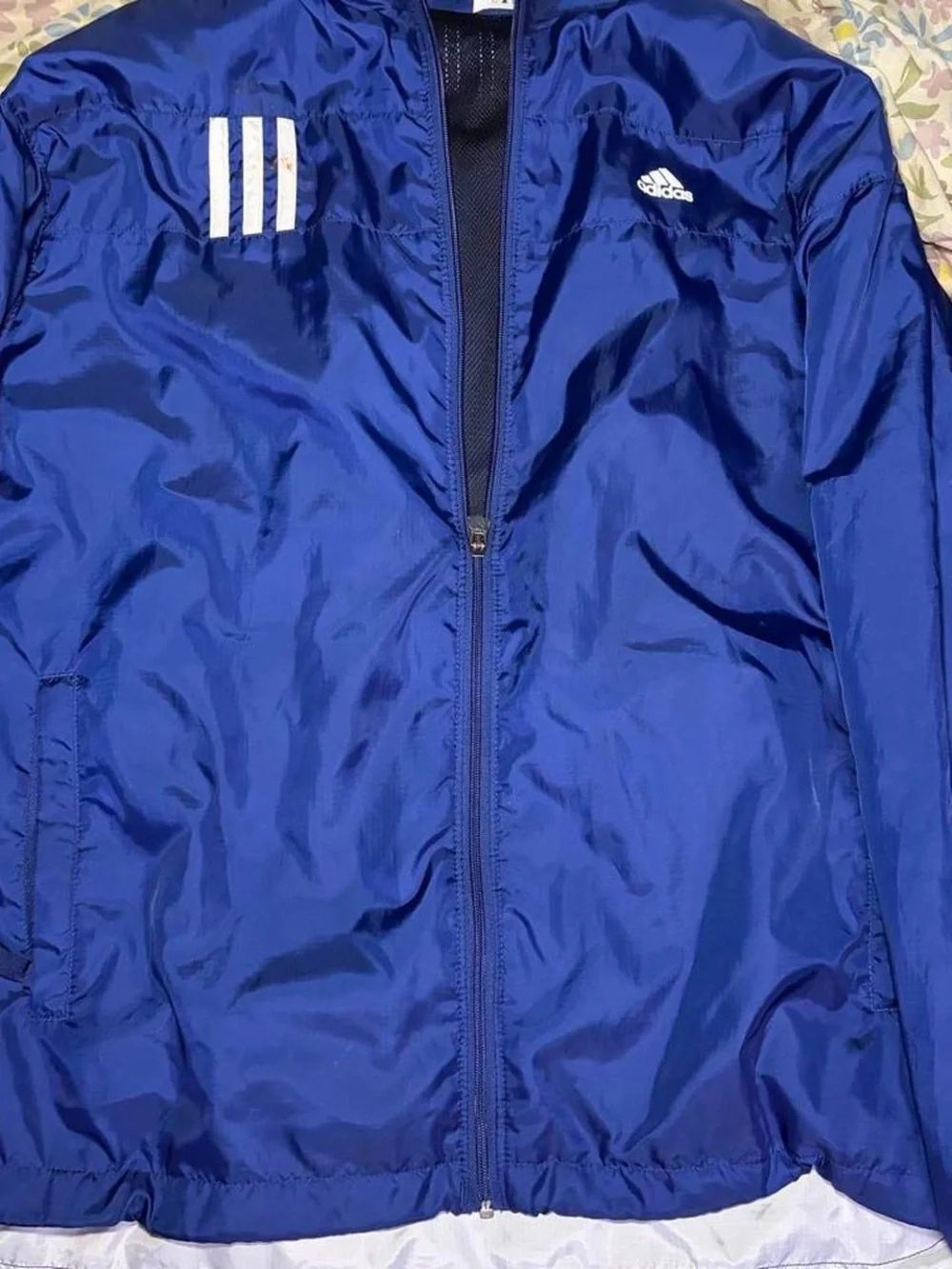 Vintage Adidas royal blue windbreaker jacket Y2K sportswear retro 2000s indie